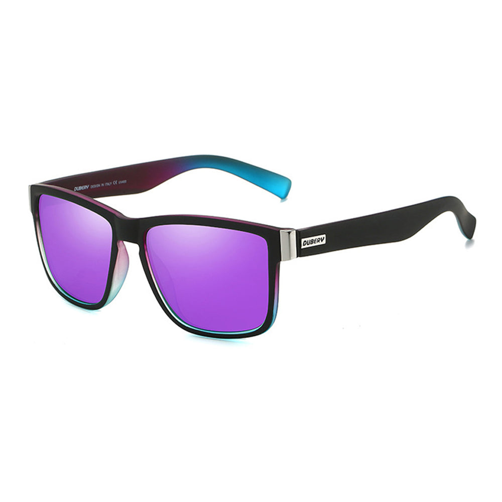 DUBERY D518 Polarised Sunglasses - Matt Black & Light Purple