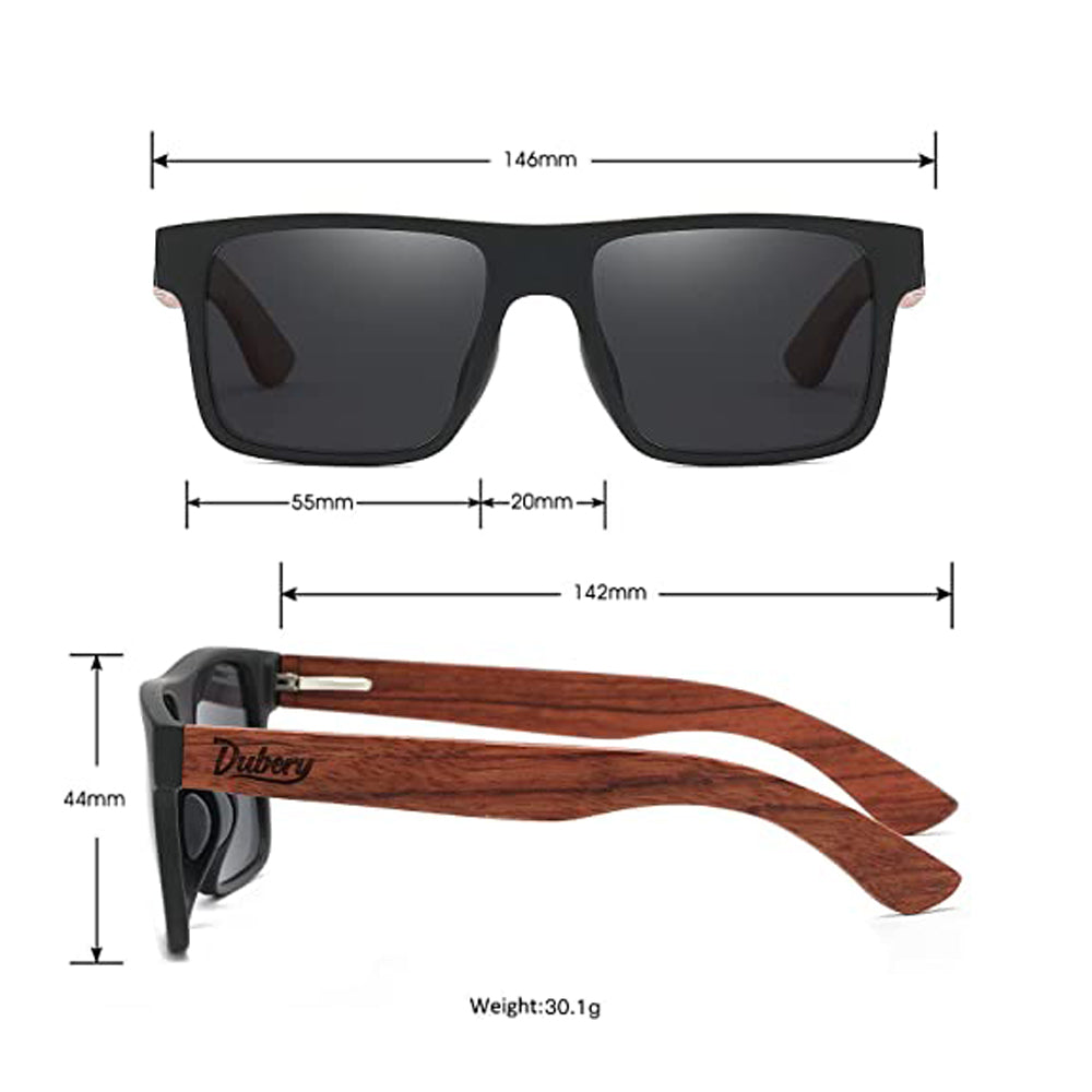 DUBERY D833 Polarised Sunglasses Wood - Black