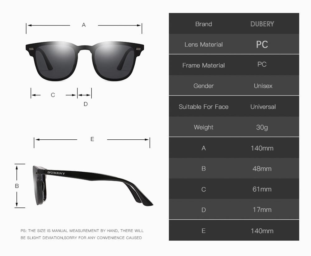 DUBERY D3002 Unisex Style Sunglasses - Chrome (non polarized)